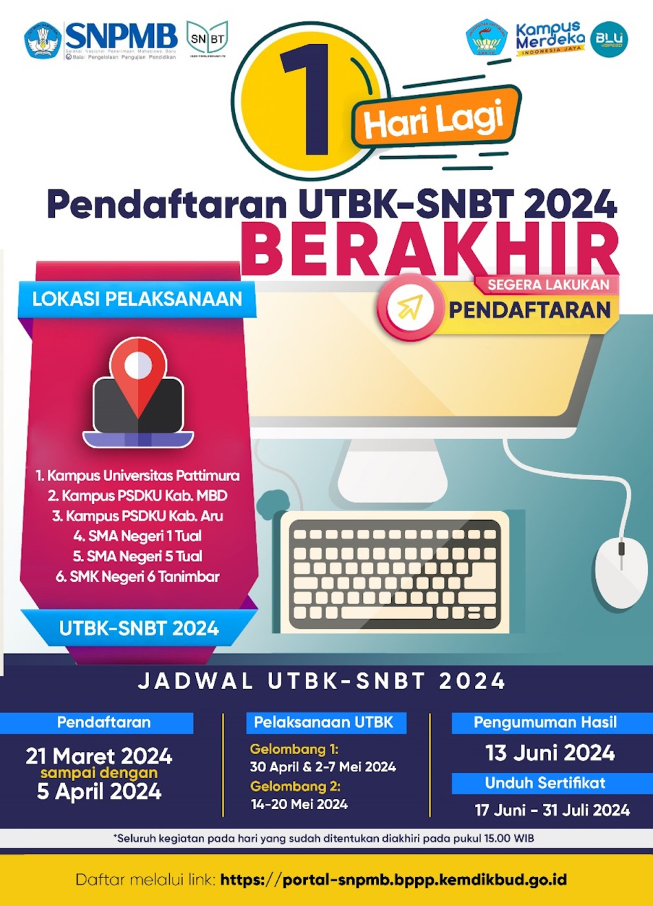 Pendaftaran UTBK SNBT Unpatti 2024