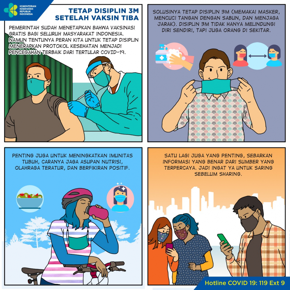 Tetap Disiplin 3M Setelah Vaksin Tiba