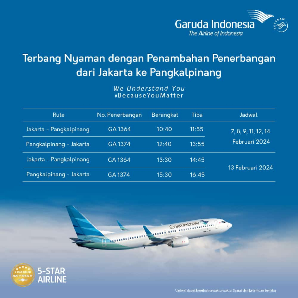 Garuda Indonesia tambah layanan penerbangan Jakarta - Pangkalpinang