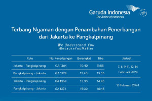 Garuda Indonesia tambah layanan penerbangan Jakarta - Pangkalpinang
