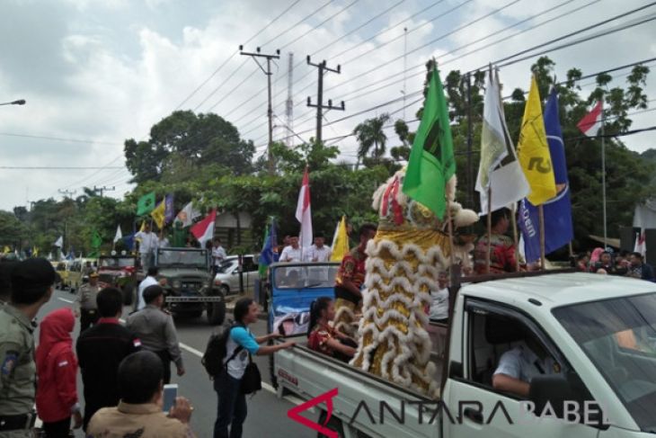 KPU Bangka pawai bersama paslon Pilkada 2018