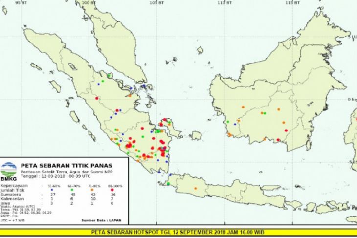 Tiga titik panas terpantau di Jambi