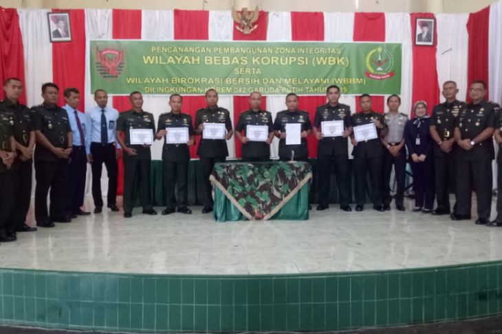 Danrem 042/Gapu canangkan pembangunan zona integritas wilayah bebas korupsi