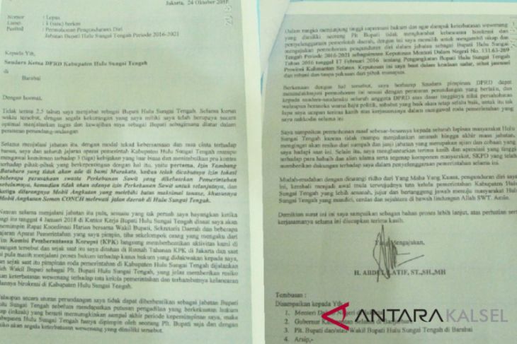 Begini isi curhatan Latif pada surat pengunduran dirinya sebagai Bupati HST