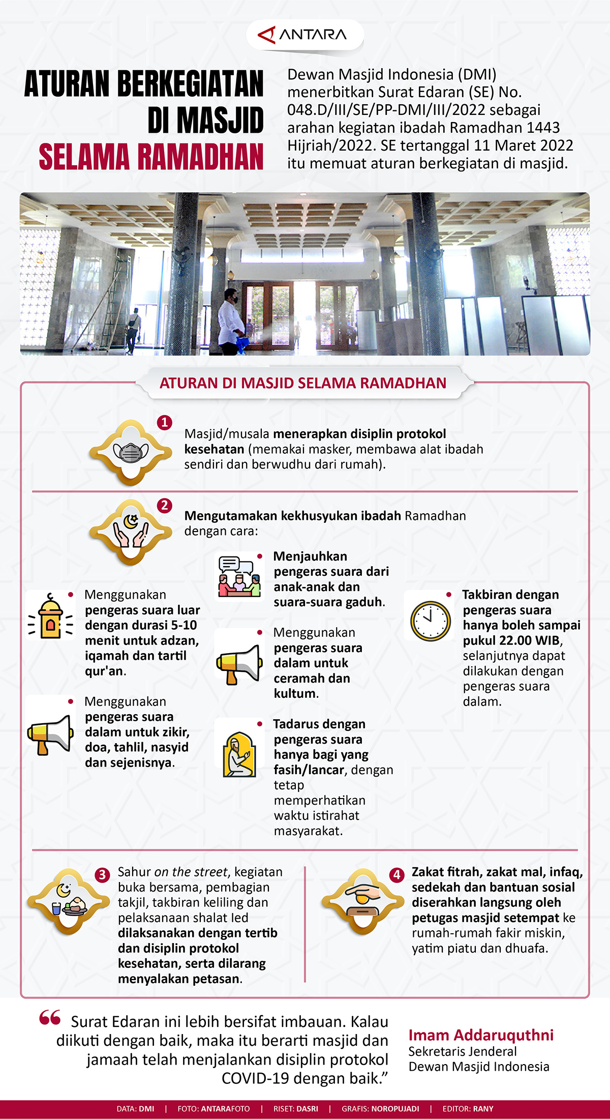 DMI terbitkan aturan di masjid selama Ramadhan