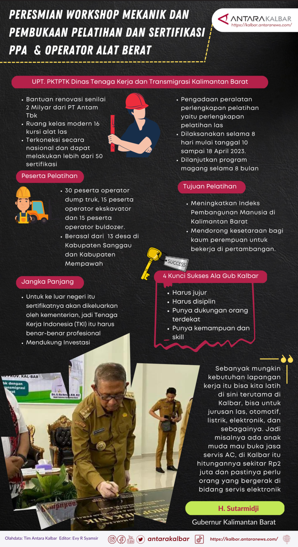 Workshop mekanik, pelatihan,  sertifikasi PPA  dan operator alat berat