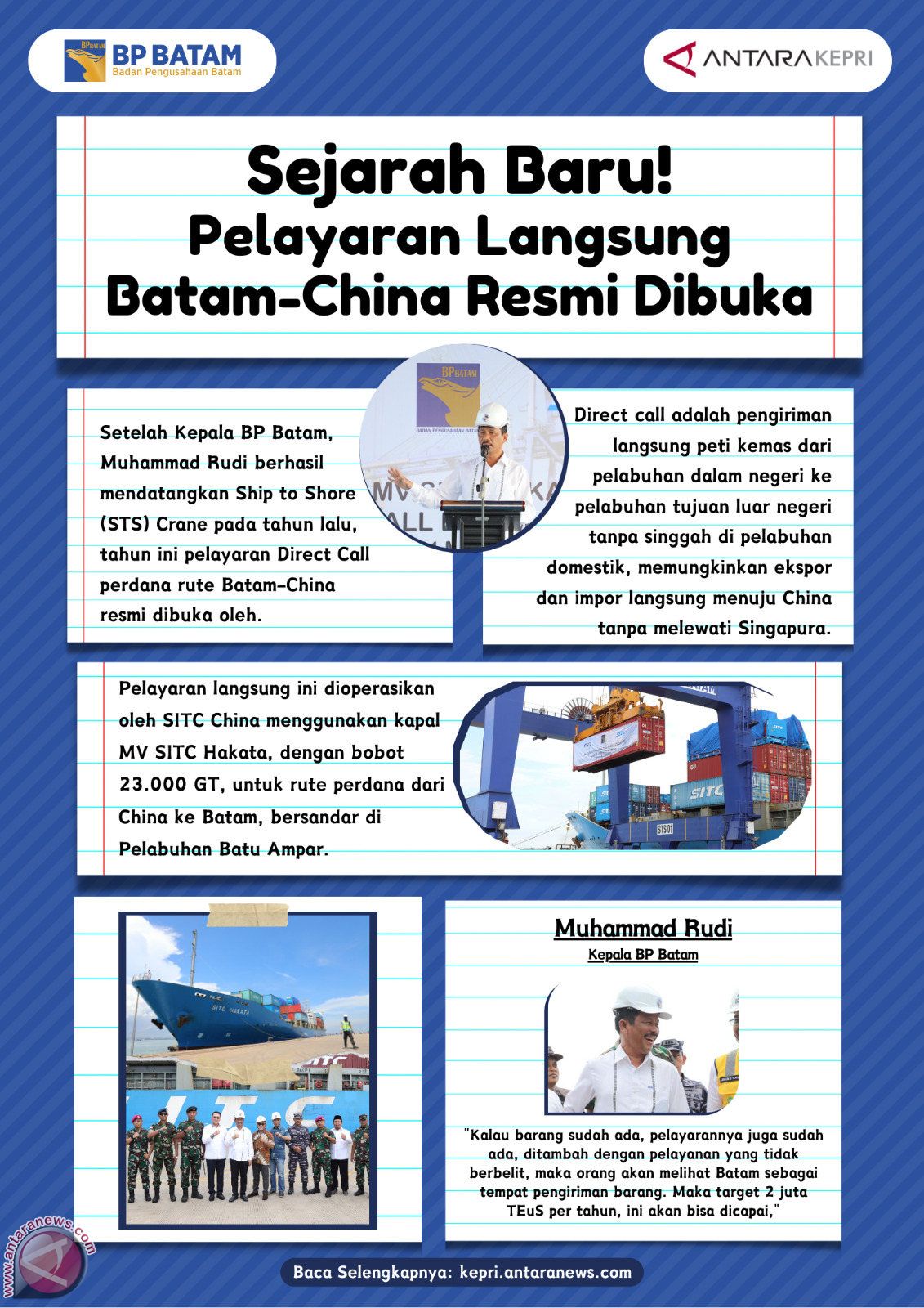Direct Call Batam-China Pangkas Biaya Logistik USD 600