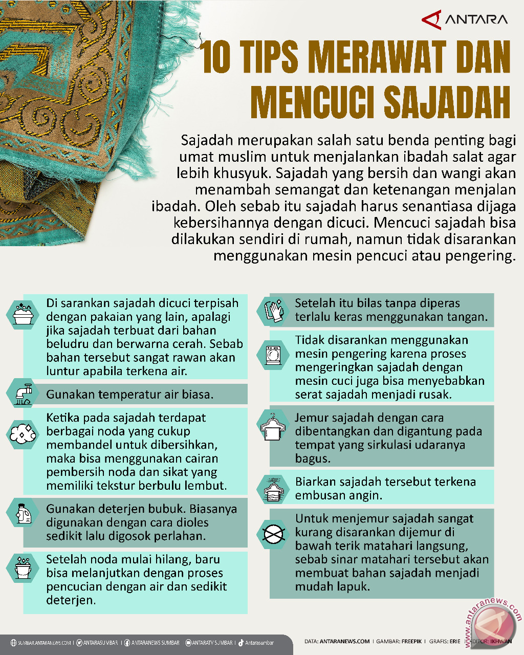 10 Tips merawat dan mencuci sajadah