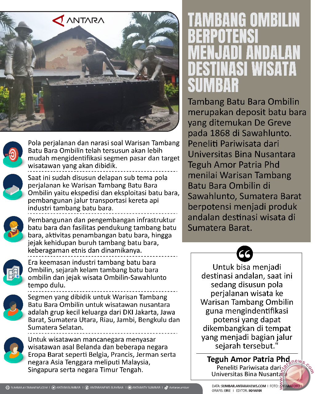 Tambang Ombilin Berpotensi menjadi andalan destinasi Wisata Sumbar