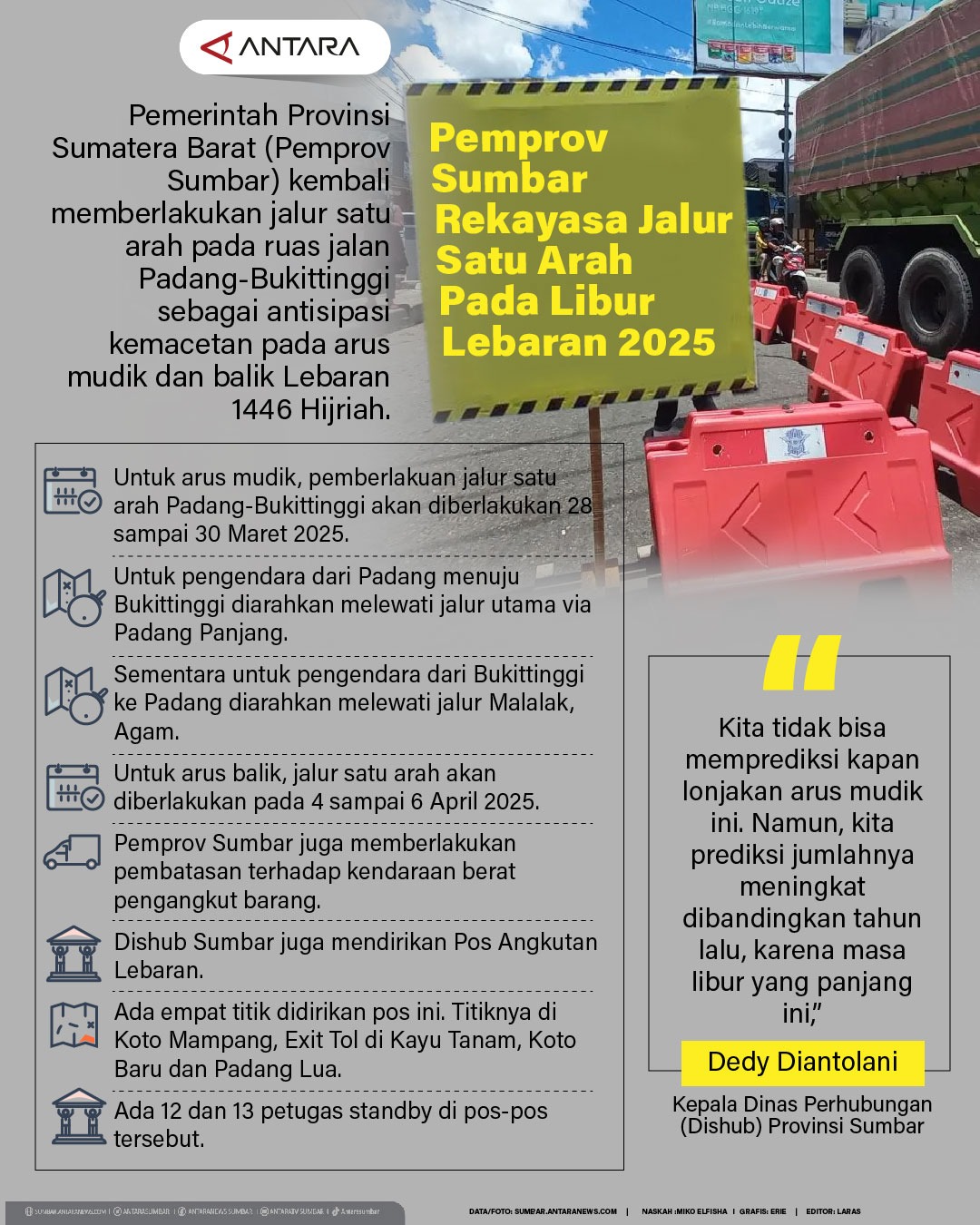 Pemprov Sumbar rekayasa jalur satu arah pada libur lebaran 2025
