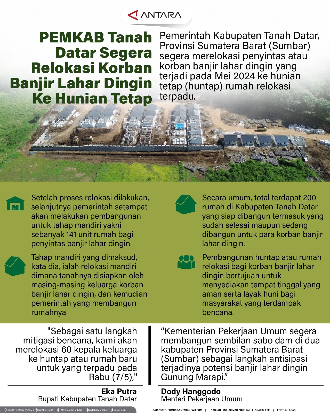 Pemkab Tanah Datar segera relokasi korban banjir lahar dingin ke hunian tetap