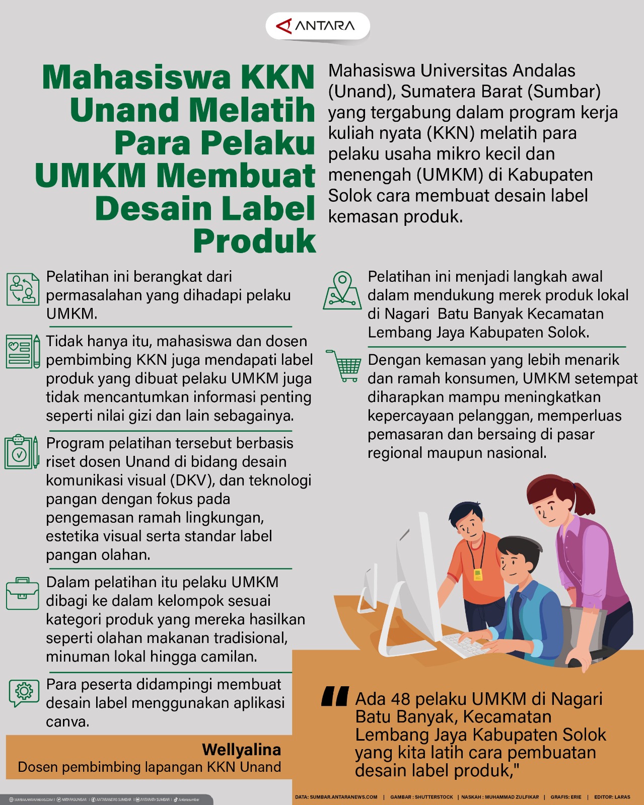 Mahasiswa KKN Unand melatih para pelaku UMKM membuat desain label produk