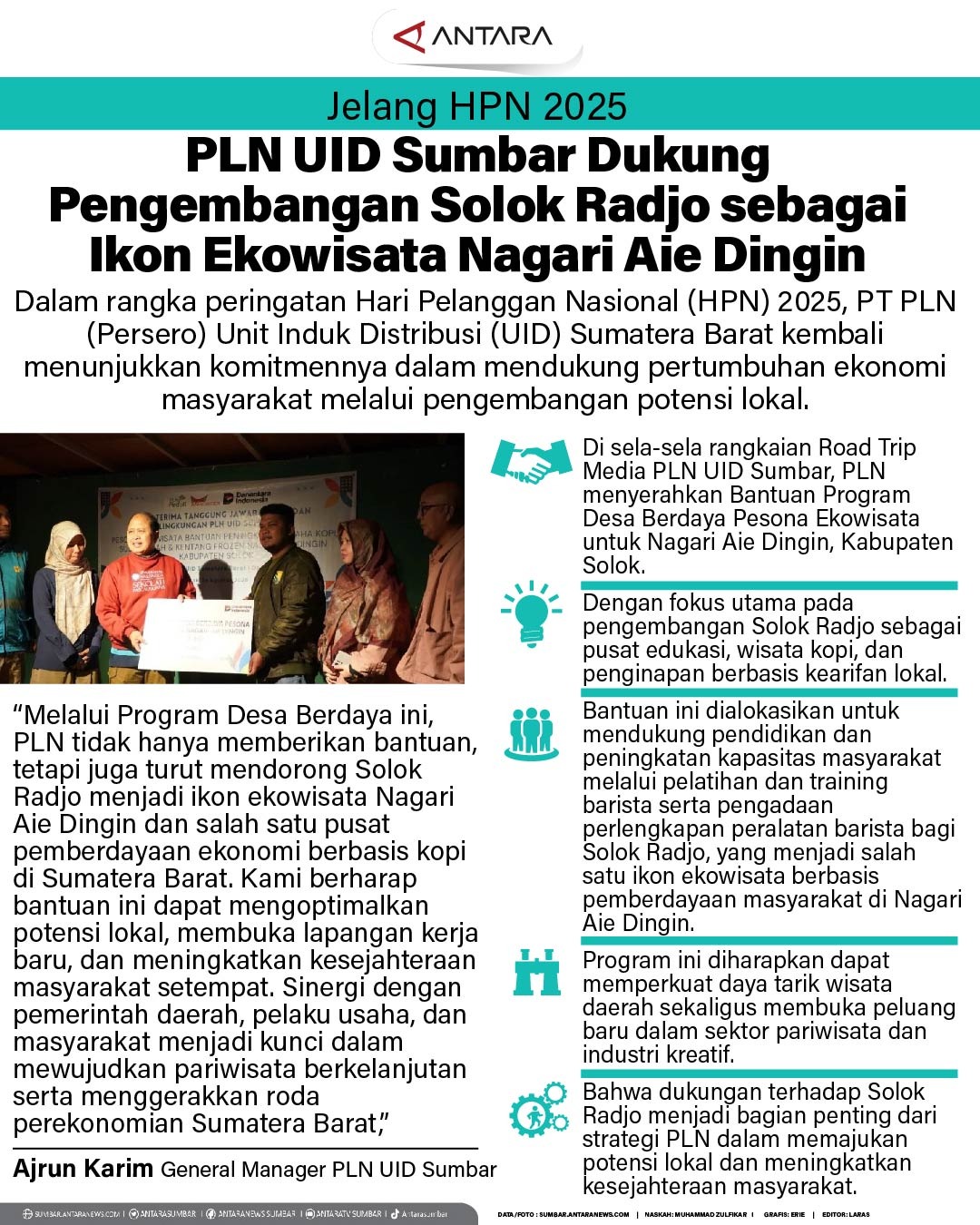 Jelang HPN 2025, PLN UID Sumbar Dukung Pengembangan Solok Radjo sebagai Ikon Ekowisata Nagari Aie Dingin