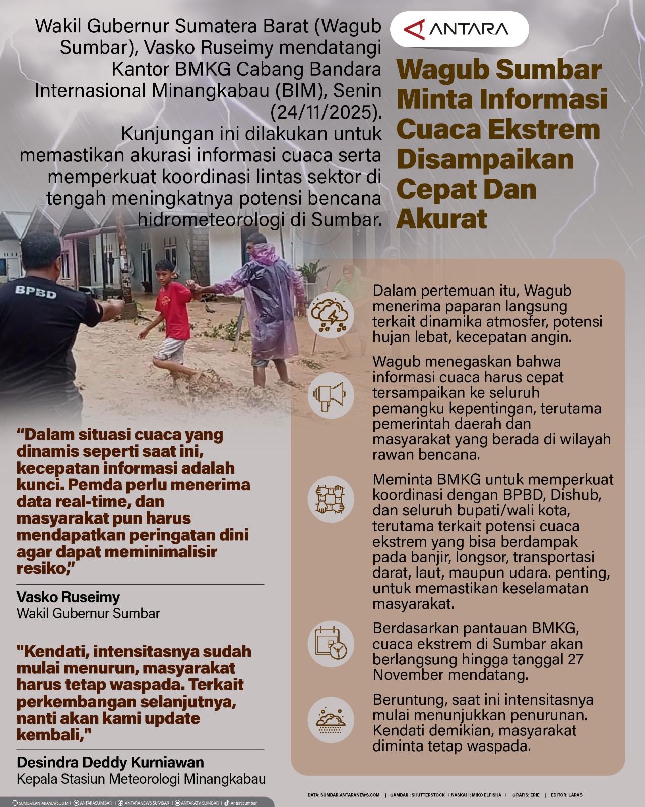 Wagub Sumbar minta informasi cuaca ekstrem disampaikan cepat dan akurat