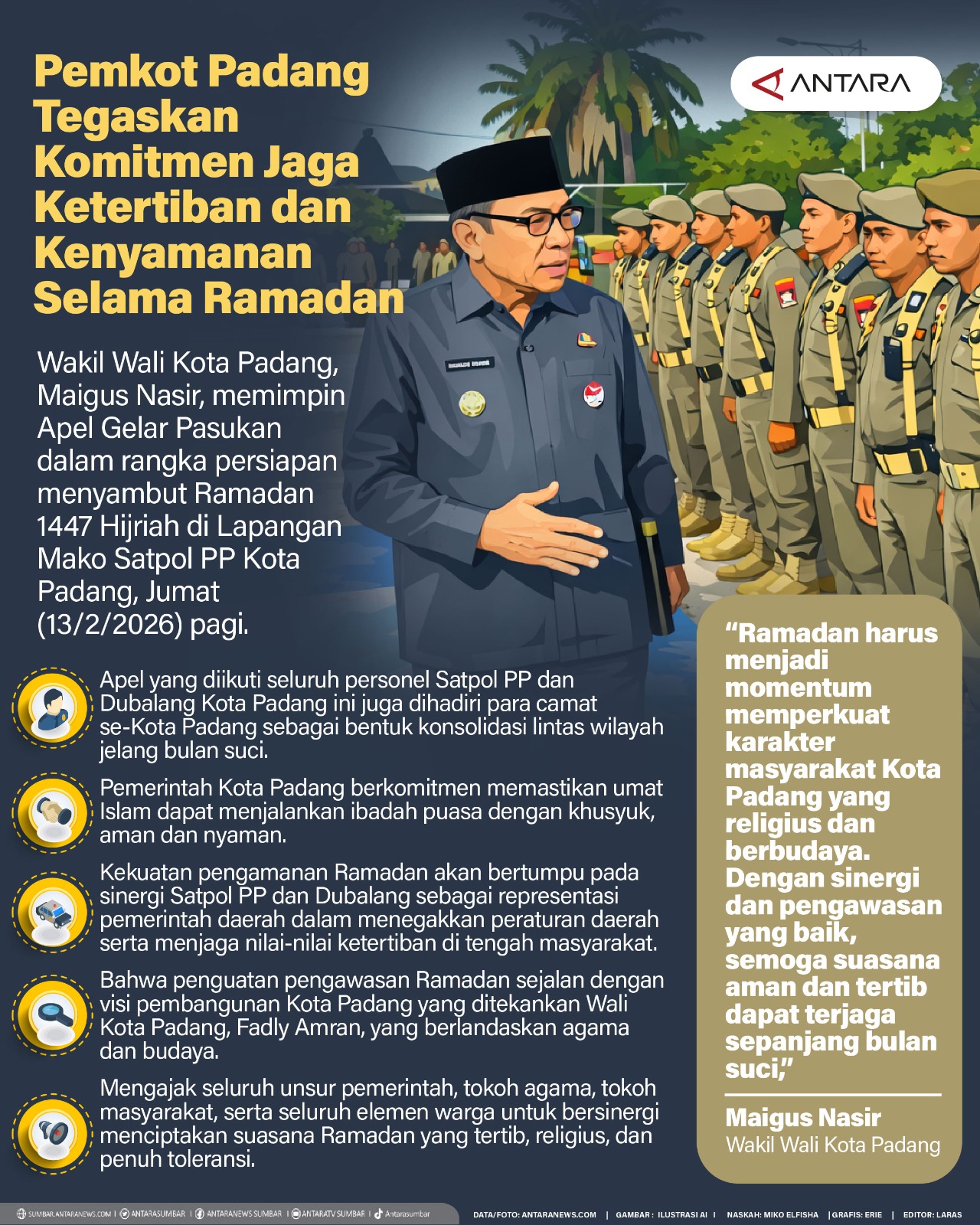 Pemkot Padang Tegaskan Komitmen Jaga Ketertiban dan Kenyamanan Selama Ramadan