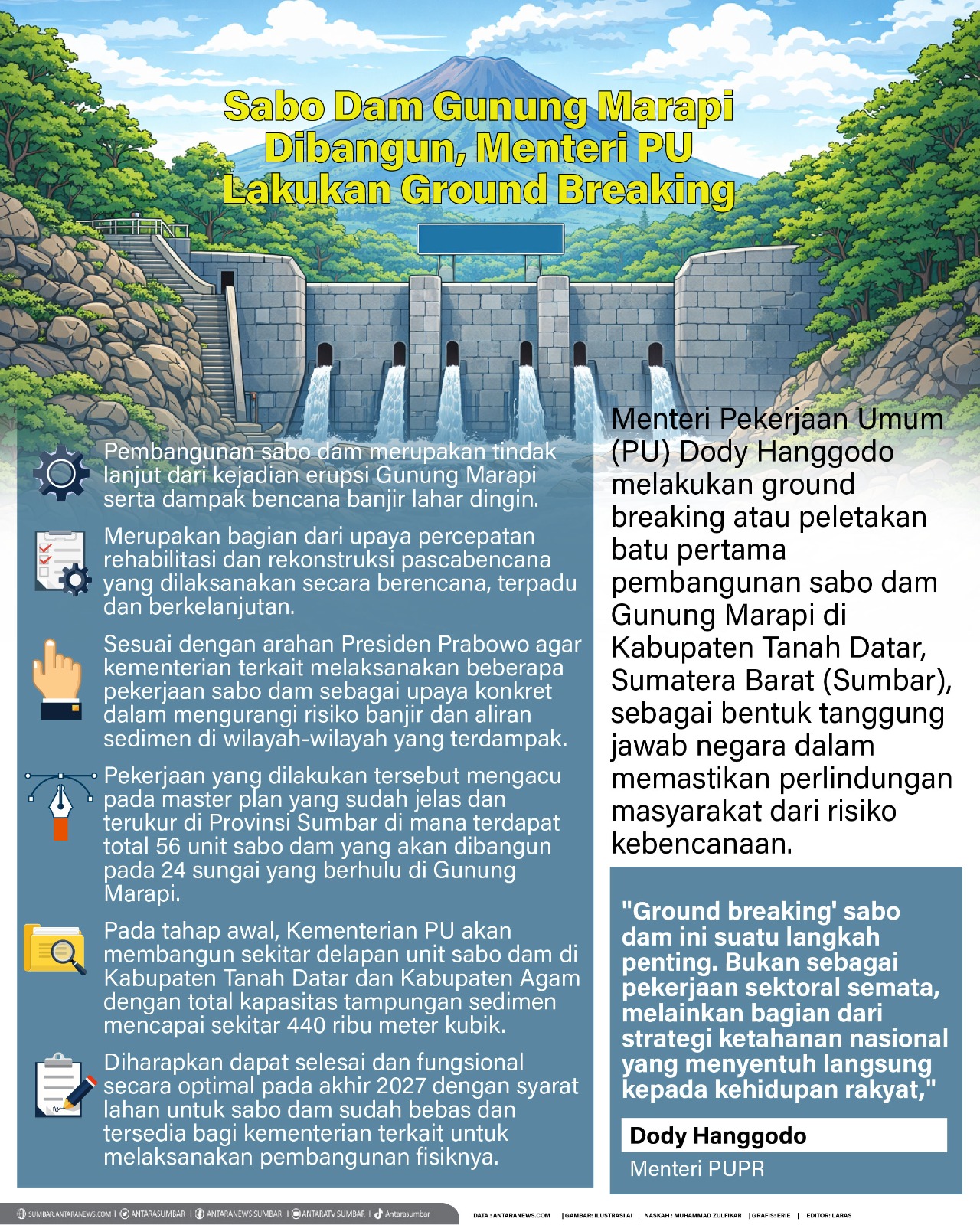 Sabo Dam Gunung Marapi Dibangun, Menteri PU Lakukan Ground Breaking