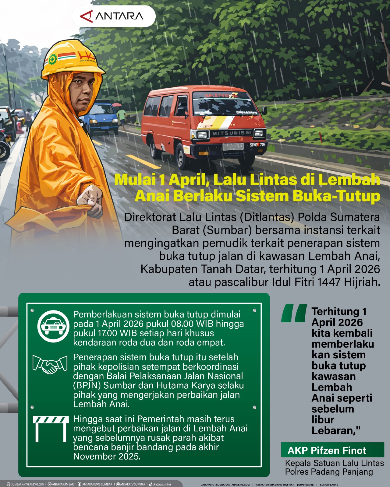 Mulai 1 April, Lalu Lintas di Lembah Anai Berlaku Sistem Buka-Tutup