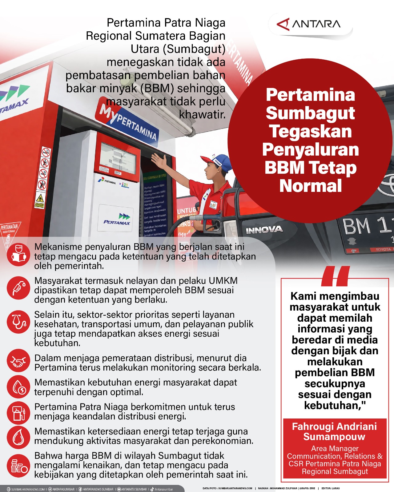Pertamina Sumbagut Tegaskan Penyaluran BBM Tetap Normal