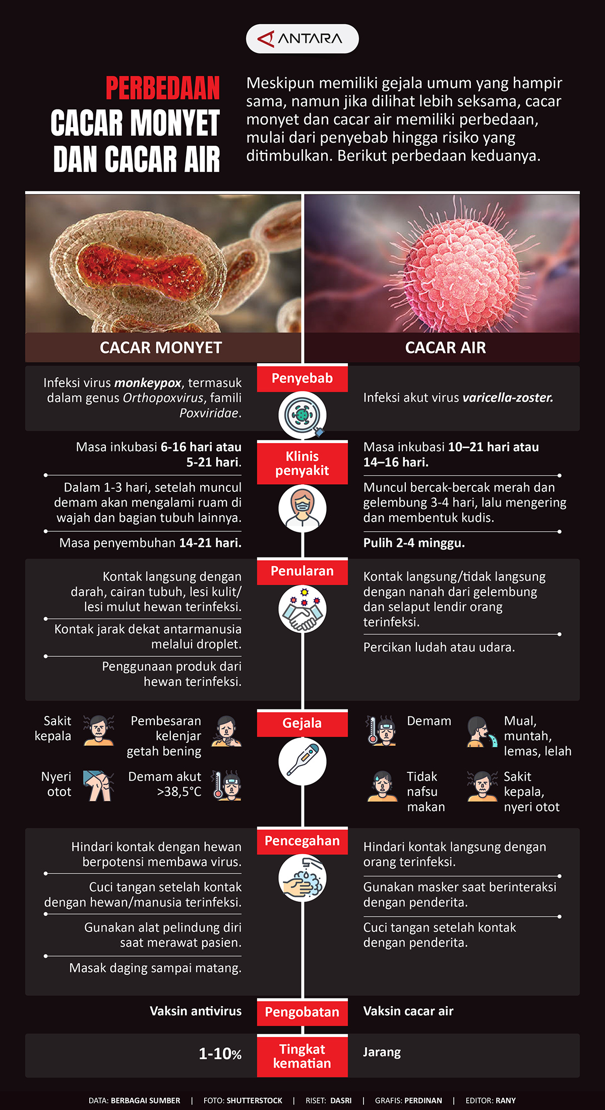 Perbedaan cacar monyet dan cacar air