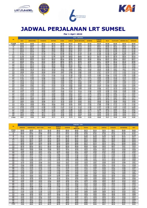 Jadwal perjalanan LRT Sumsel